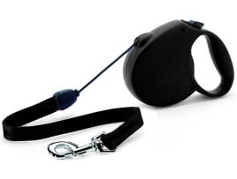 Trela para Cães  Comprimento Ajustável (Preto - 5m - Até: 20 Kg - M - Porte Médio)