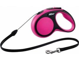 Trela para Cães  Ajustável e Refletora (Rosa - 5m - Até: 12 Kg - S - Porte Pequeno)
