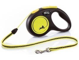 Trela para Cães  Ajustável e Refletora (Amarelo - 5m - Até: 12 Kg - S - Porte Pequeno)