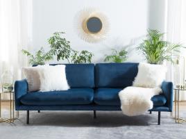 Sofá de 3 lugares em veludo azul escuro VINTERBRO