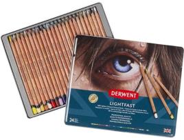 Caixa Metal Lápis Lightfast DERWENT 24 cores