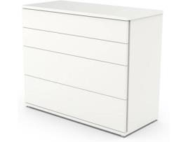 Cómoda LOURINI Chiado (Branco e Carvalho - MDF - 101.5x85x45 cm)