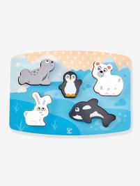 Puzzle tátil animais polares da HAPE azul vivo estampado 