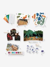 Conjunto o Mundo dos dinossauros, da DJECO verde medio liso com motivo