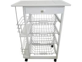 Carrinho de Cozinha MEYVASER (Branco - 57x37x82 cm)