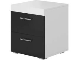 Mesa de Cabeceira MÓVEIS BONITOS Ciro (Branco e Preto - Melamina - 45x40x50 cm)