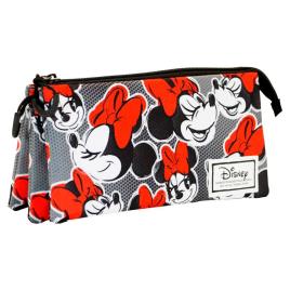Karactermania Triple Pocket Pencil Case Lashes Minnie Mouse Disney Cinzento