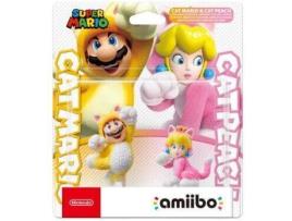 Figura Amiibo Mario Gato e Peach Gata