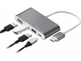 Hub Logan SILVER HT USB-C 4 em 1 (4 Puertos - Prateado)