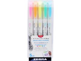 Marcadores ZEBRA Mildliner Brush Pen 108326/79105 (Multicor - 5 Unidades)