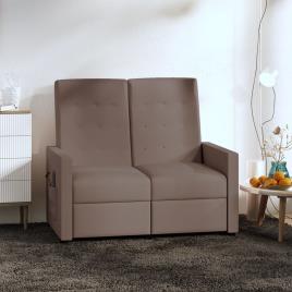 vidaXL Sofá de massagens reclinável 2 lugares tecido cinza-acastanhado