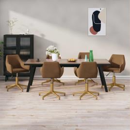 vidaXL Cadeiras de jantar giratórias 6 pcs veludo castanho