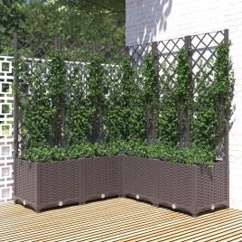 vidaXL Vaso/floreira jardim c/ treliça 120x120x136 cm PP castanho