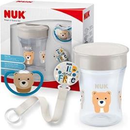 Nuk - Pack Magic Cup Copo anti-derramamento + Chupeta Space Cinza