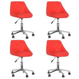 vidaXL Cadeiras de jantar giratórias 4 pcs couro artificial vermelho