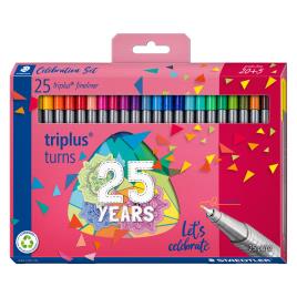 STAEDTLER Marcador Fine Liner Triplus® 25 Anos, Ponta Fina de 0,3 mm, Cores Sortidas, 25 Unidades
