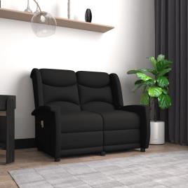 vidaXL Sofá de massagens reclinável 2 lugares tecido microfibra preto