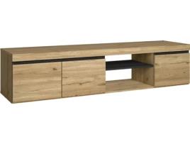 Móvel de TV SKRAUT HOME Naturale (160x40x41 cm - Melamina - Castanho)