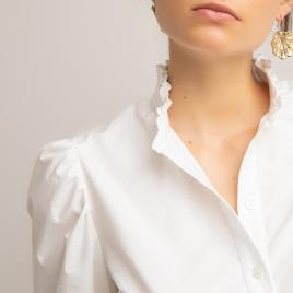 La Redoute Collections Blusa com folho na gola, mangas compridas balão