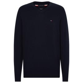 Tommy Hilfiger Camisola de decote em V, em algodão bio e seda 