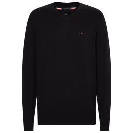 Tommy Hilfiger Camisola de decote em V, em algodão bio e seda 