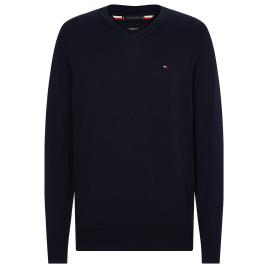 Tommy Hilfiger Camisola de decote em V, em algodão bio e seda