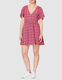 Pepe Jeans Vestido curto estampado, decote em V, mangas curtas