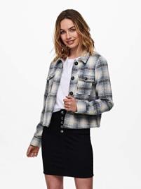 Only Casaco modelo camisa aos quadrados