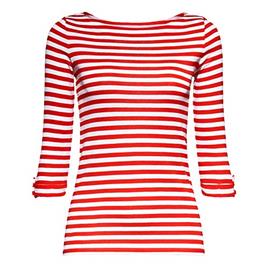 Esprit T-shirt com mangas 3/4, às riscas, decote à barco
