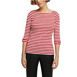 Esprit T-shirt com mangas 3/4, às riscas, decote à barco