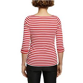Esprit T-shirt com mangas 3/4, às riscas, decote à barco