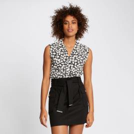 Morgan Blusa florida de cavas, decote em V