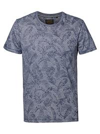 Petrol Industries T-shirt com gola redonda, motivo estampado folhas