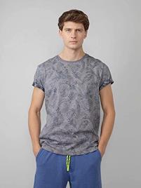 Petrol Industries T-shirt com gola redonda, motivo estampado folhas