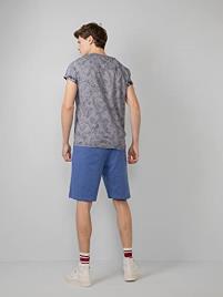 Petrol Industries T-shirt com gola redonda, motivo estampado folhas