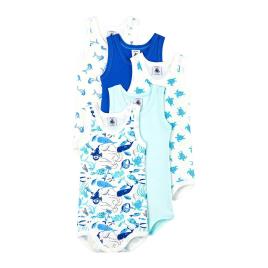 Petit Bateau Lote de 5 bodies de cavas, 3 meses-3 anos