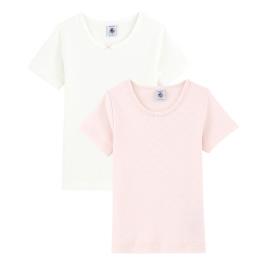 Petit Bateau Lote de 2 t-shirts ajuradas, 3-12 anos