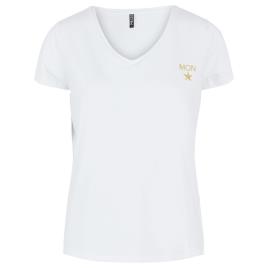 Pieces T-shirt com decote em V, motivo à frente