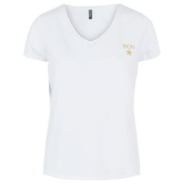Pieces T-shirt com decote em V, motivo à frente