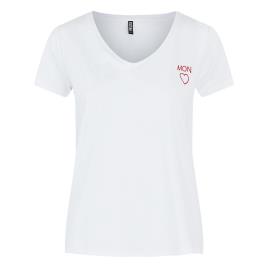 Pieces T-shirt com decote em V, motivo à frente