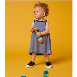 Petit Bateau Vestido de cavas às riscas, em canelado, 6 meses-3 anos