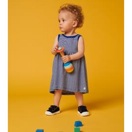 Petit Bateau Vestido de cavas às riscas, em canelado, 6 meses-3 anos