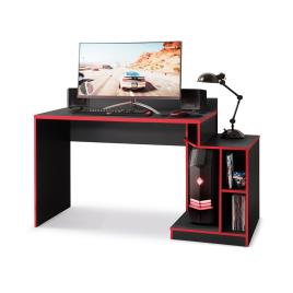 Secretária Gaming Gamer, Preto e Vermelho