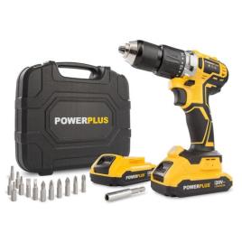 Kit aparafusadora percutor brushless 20 v + 13 acessórios powerplus