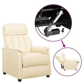 vidaXL Poltrona reclinável elevatória couro artificial cor creme