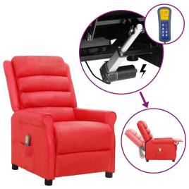 vidaXL Poltrona reclinável elevatória de massagens couro art. vermelho