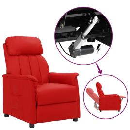 vidaXL Poltrona reclinável elevatória couro artificial vermelho tinto