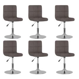 vidaXL Cadeiras de jantar giratórias 6 pcs tecido cinzento-acastanhado