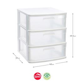 Bloco 3 Gavetas Plástico Sena 40X39X49, 5CM Branco