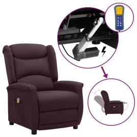 vidaXL Poltrona reclinável elevatória de massagens tecido roxo